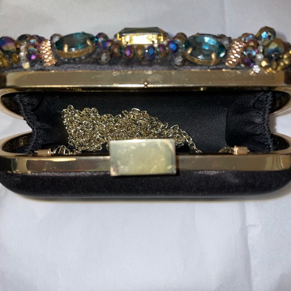 Embellished Clutch with Teal and Gold Accents - Picture 3 of 8